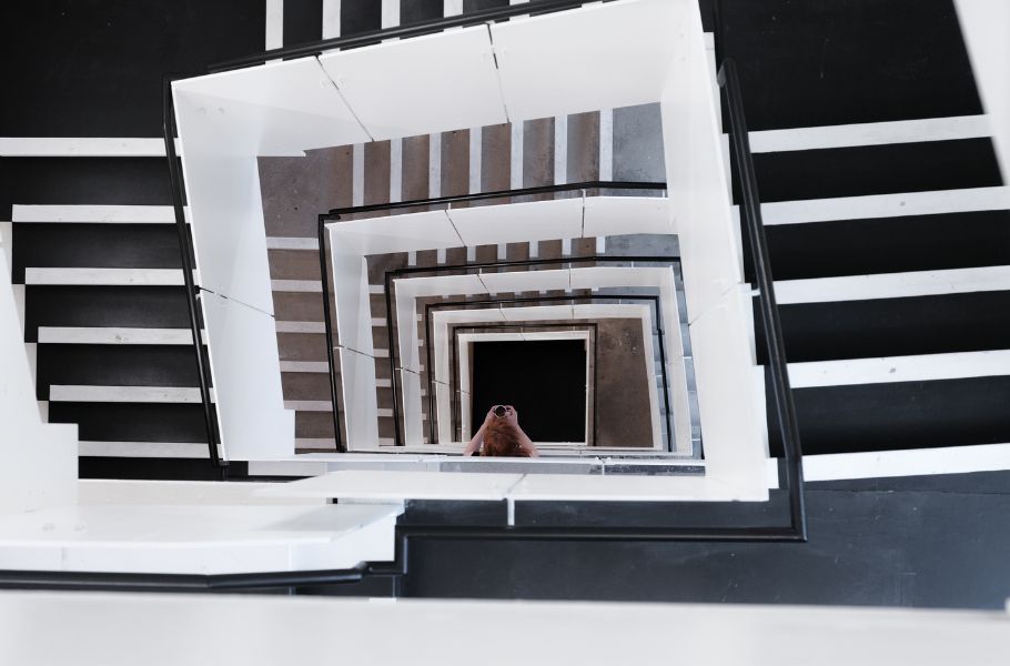 mirror in stairway